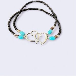 Boho turquoise and brown beaded bracelet #festivalvibes# stretch bracelet